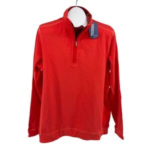 NEW Tommy Bahama Pullover Mens M Red New Ben and Terry Half 651-Zip Heat NWT